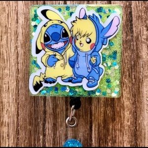 Stitch and Pikachu Badge Reel